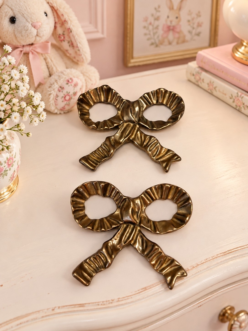 Darling Brass Bows ~ Perfect For A Nursery, Girls Room Or Cottage Core Decor